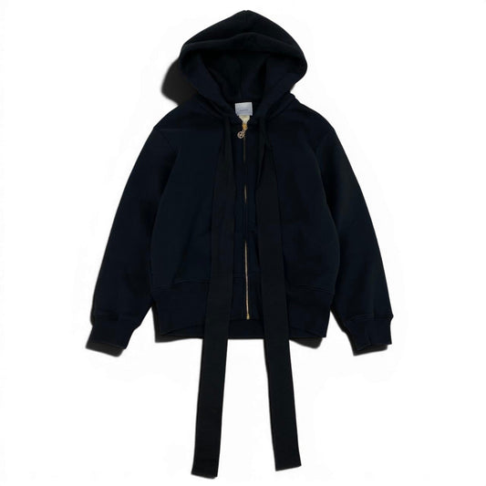 41e14 【極美品】Patou パトゥ ジップアップフーディー パーカー ロゴプリント トップス 21PA1-JE007-95 XSサイズ ブラック コットン100％ レディース 女性用k02i