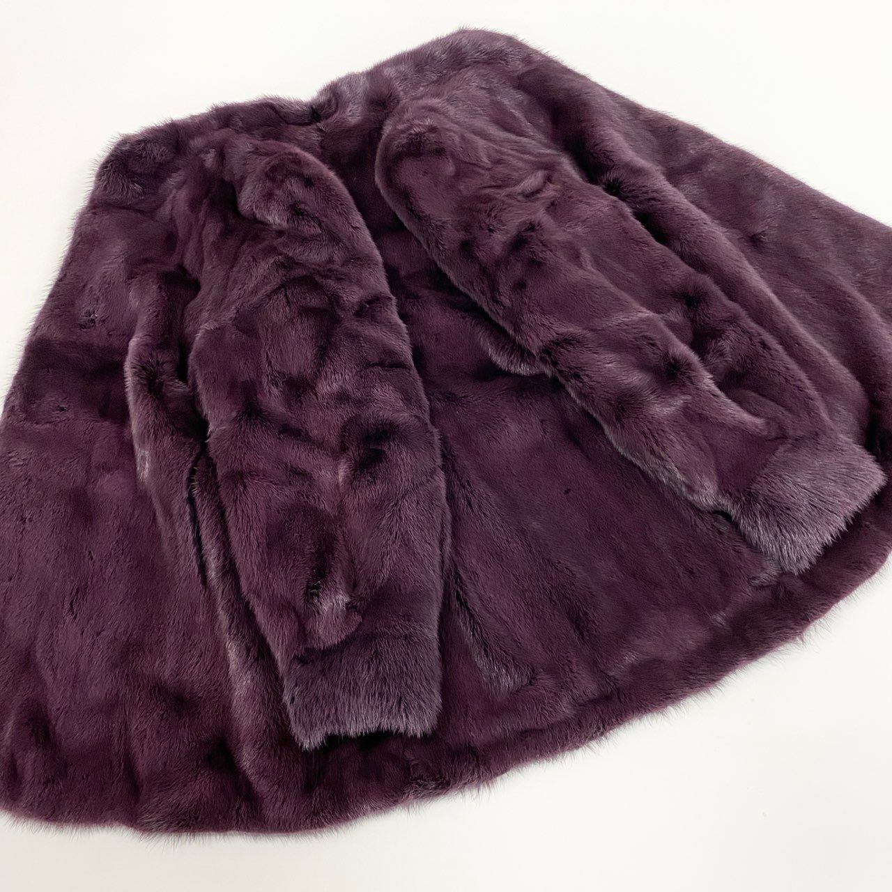 72a27 染めミンクファー ロングコート サイズF パープル 本毛皮 Purple Mink Fur Long Coat レアカラーt18r