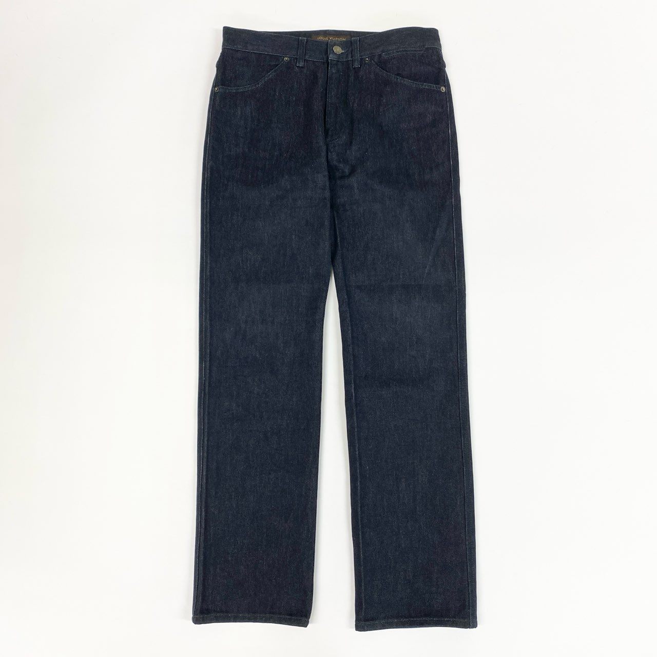 7i25-2《美品》LOUIS VUITTON ルイヴィトン デニムパンツ ボトムス ストレートパンツ コットン イタリア製 M相当 濃紺 インディゴ メンズk02i
