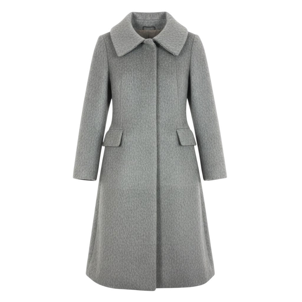 Ej15 【極美品】 Max Mara マックスマーラ 白タグ ステンカラーコート アルパカ混 シャギー サイズ38 グレー レディースu02t