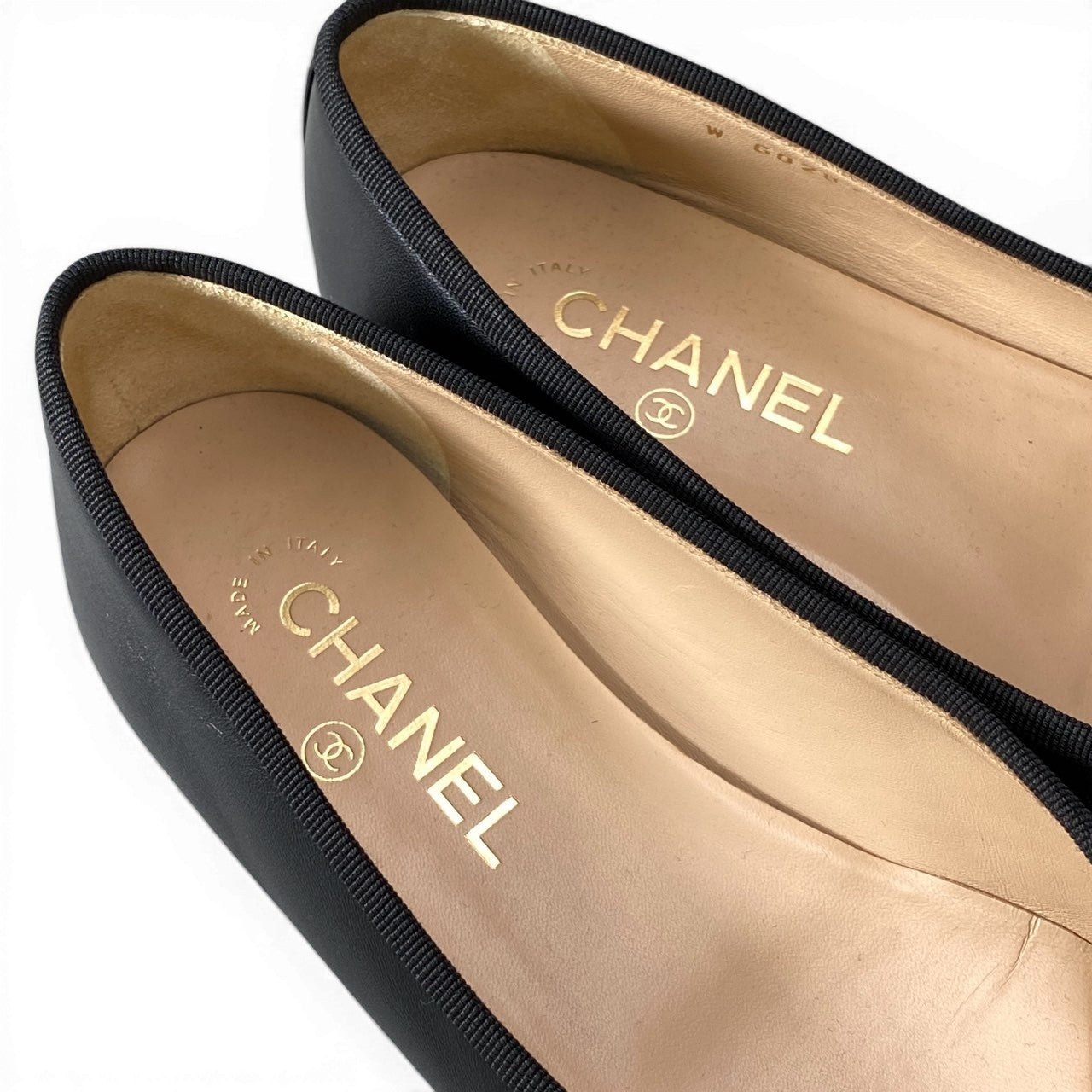 CHANEL シャネル G02819 ココマーク パテント切替 バレエシューズ フラットシューズ サイズ38C ブラック パンプス レディースk02i