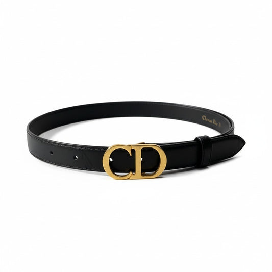 d9 Christian Dior クリスチャンディオール CDロゴ バックル レザーベルト 70 ブラック レザーu02t