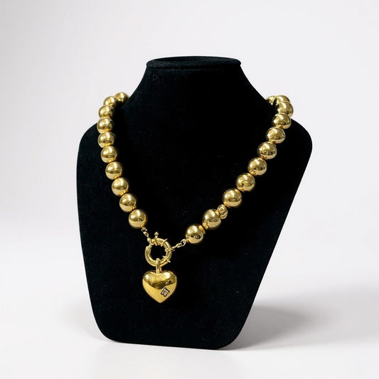 b2 GIVENCHY ジバンシー ハートチャーム ゴールドボールネックレス Gold Heart Necklace ジュエリー アクセサリーt18r