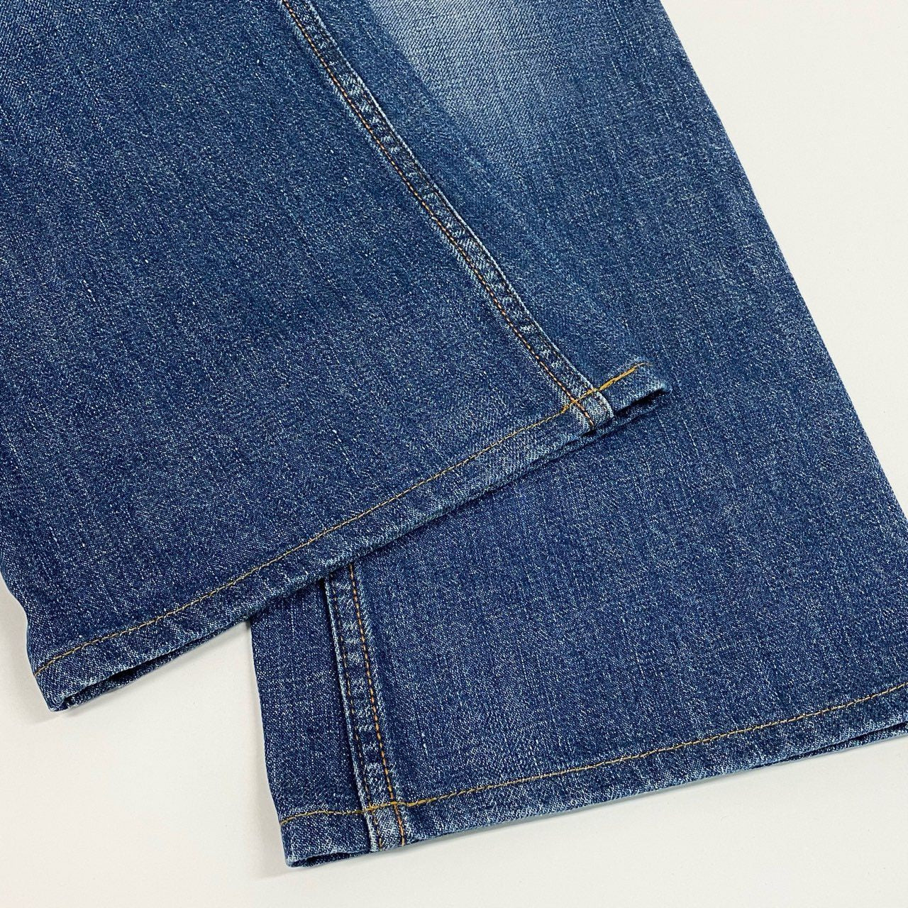 56a14 Yves Saint Laurent ヴィンテージ イヴサンローラン YSLロゴ バックポケット フレアデニム デニムパンツ サイズ44 インディゴ コットン100 レディース 女性用 ボトムk02i