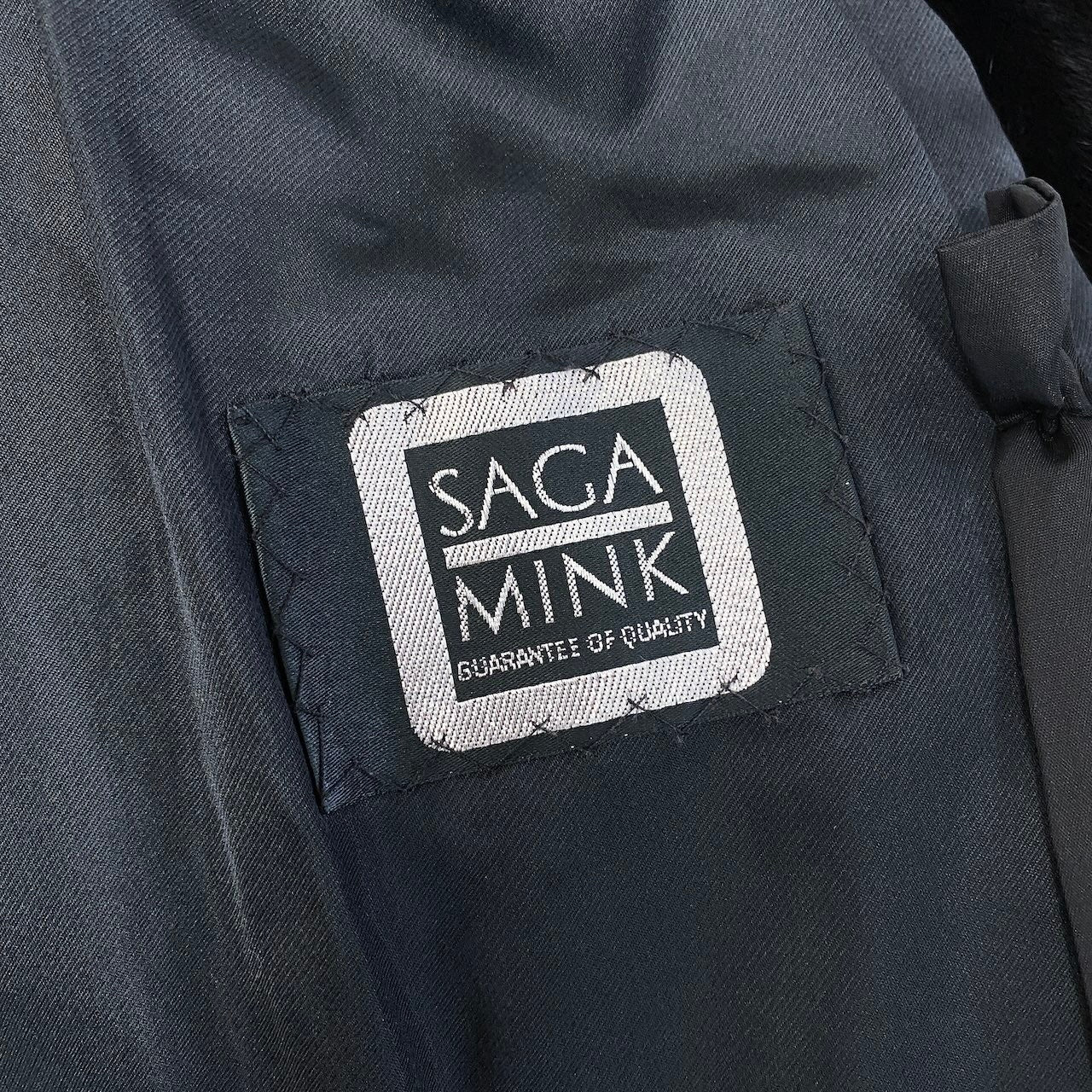34g1 SAGA MINK サガミンク ダークミンク ロングコート 袖ボタン サイズ11 ブラック 最高級本毛皮 Mink Fur Long Coatt18r