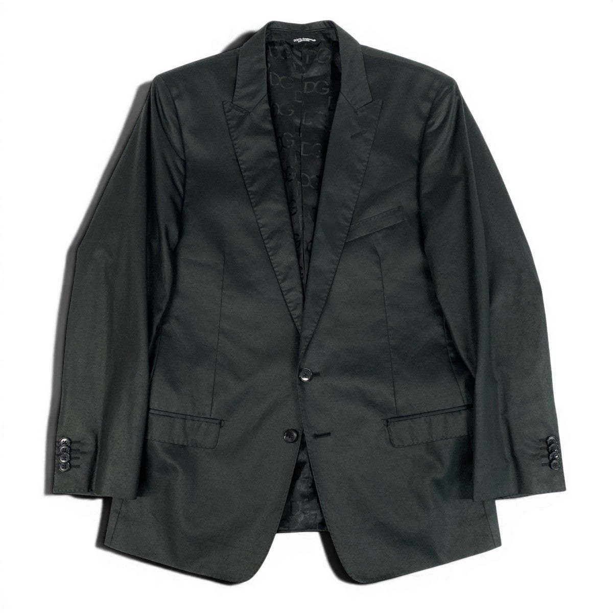 30f6 DOLCE&GABBANA ドルチェアンドガッパーナ テーラードジャケット NEW MARTINI 裏地DGロゴ シングル 2B サイズ50 ブラック メンズ 紳士服o07t