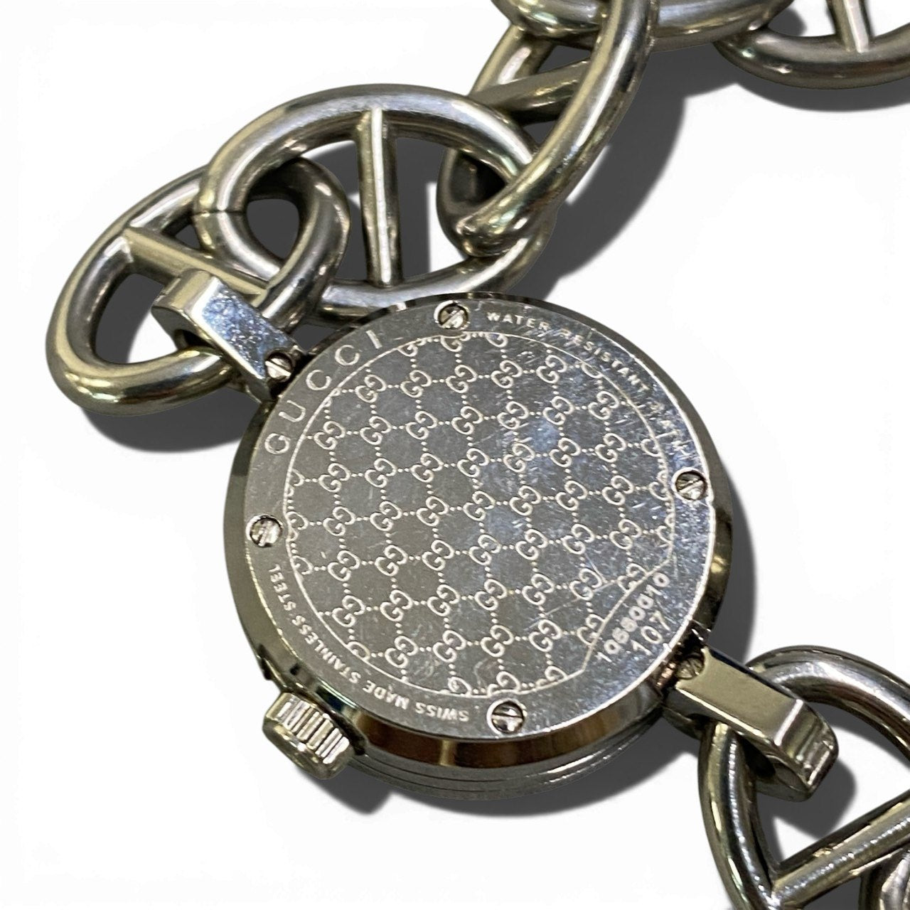b13【稼働品】GUCCI グッチ シルバー ステンレス チェーンブレスレット ブレスウォッチ 腕時計 107 レディース chain bracelet bracelet watchta1