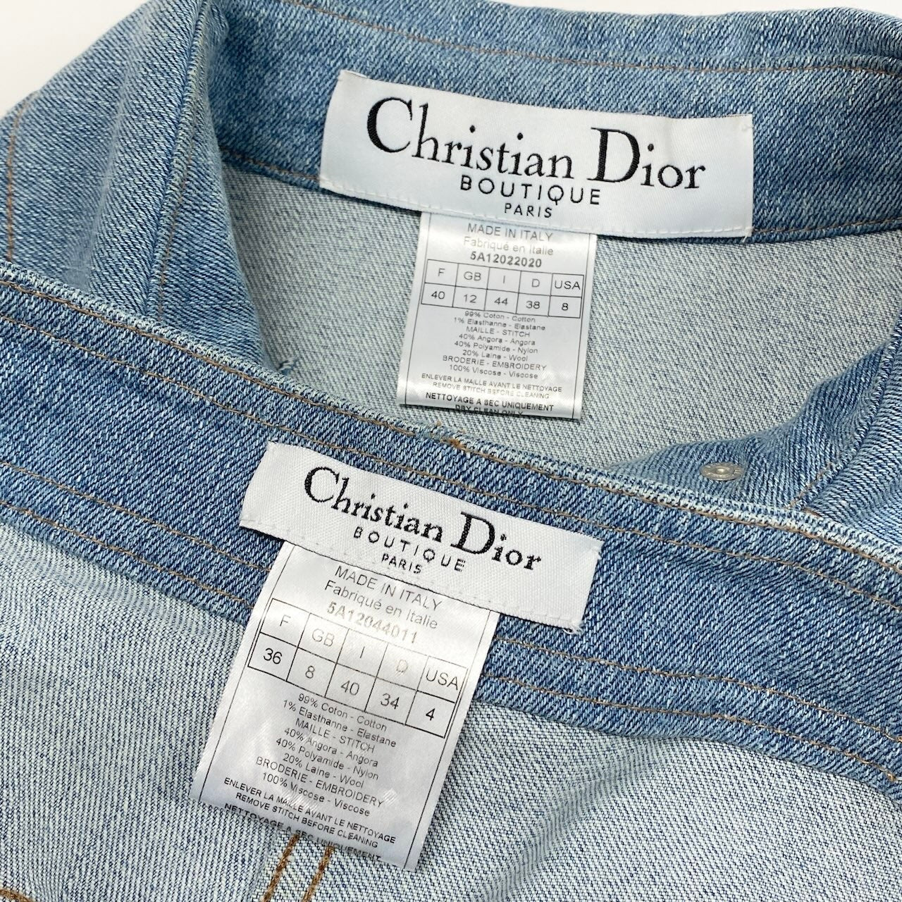 Ic24 Christian Dior クリスチャンディオール ガリアーノ期 フラワー刺繍 デニムセットアップ by Galliano Flour Embroidery Denim Setup サイズ40 / 34 インディゴブルーt18r