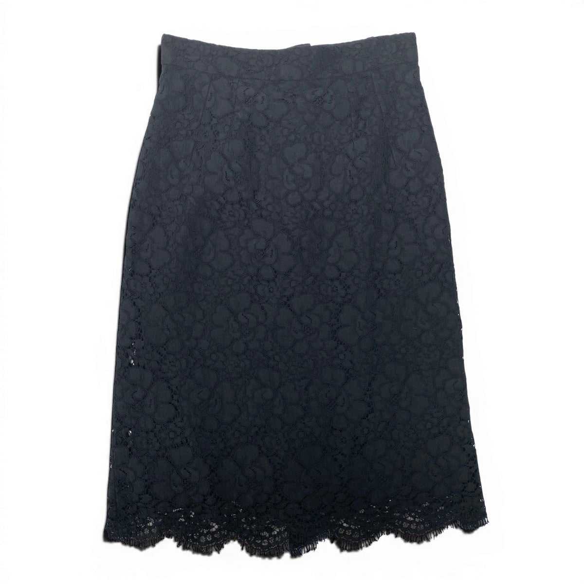 31g29 DOLCE＆GABBANA ドルチェアンドガッバーナ 総レーススカート タイトスカート 花柄レース バックジップ イタリア製 38 ブラック レディース 女性用u02t
