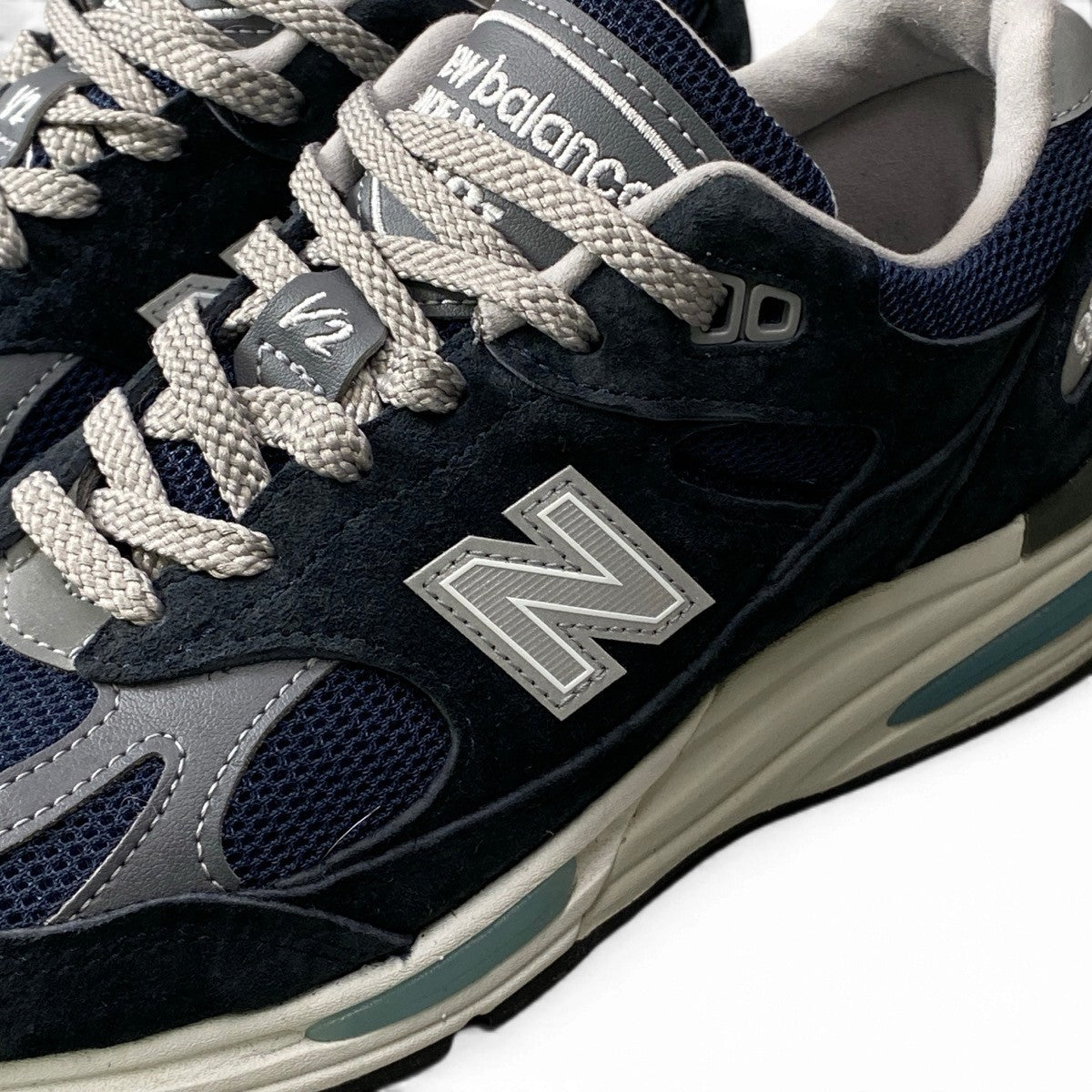 3j14 New Balance ニューバランス Made in UK 991v2 ローカットスニーカー U991NV2 サイズ7 ネイビー メンズ 紳士靴o07t