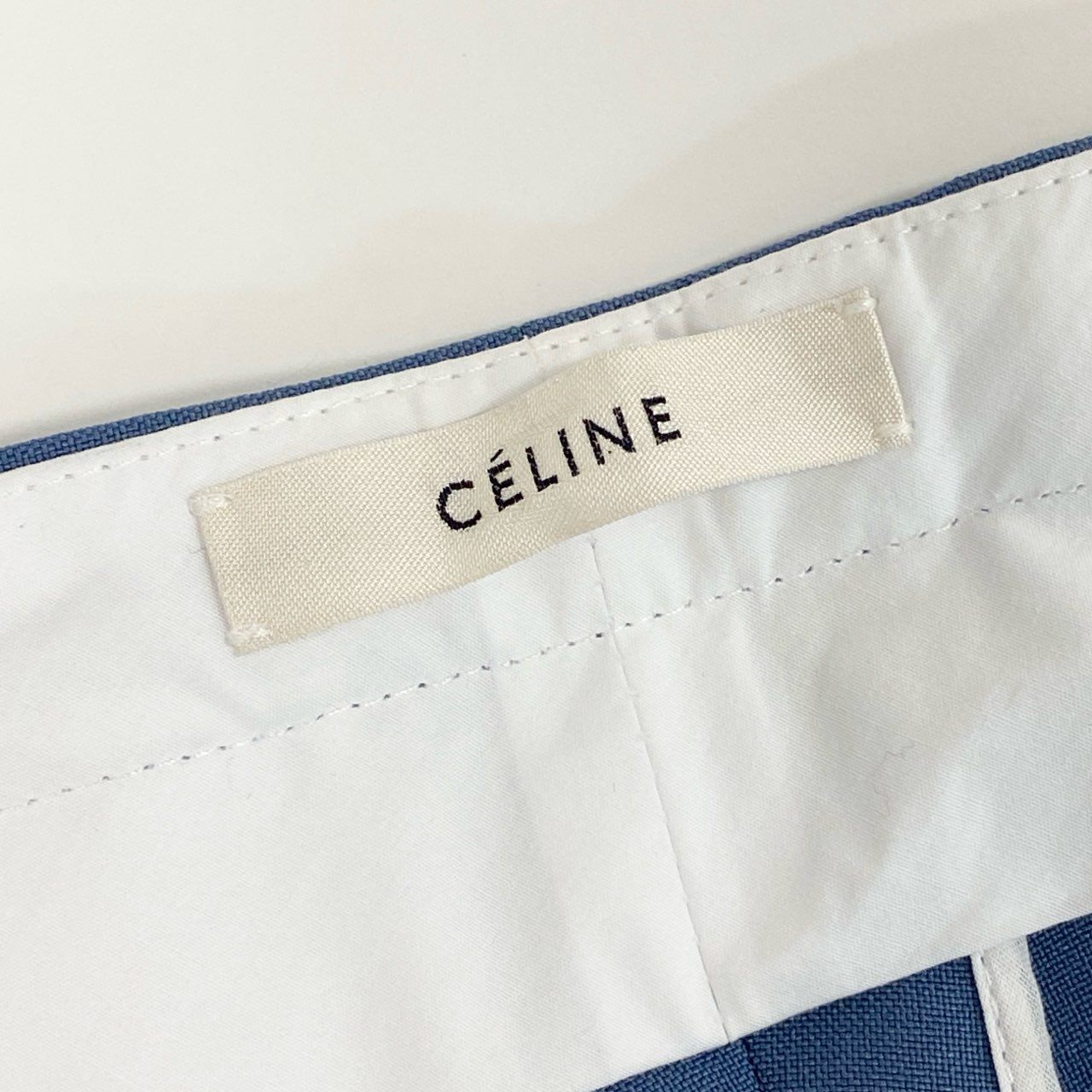 16k21 【美品】CELINE セリーヌ フィービー期 ストレートスラックス ボトム パンツ サイズ34(150/66A) ブルー系 レディース 女性用