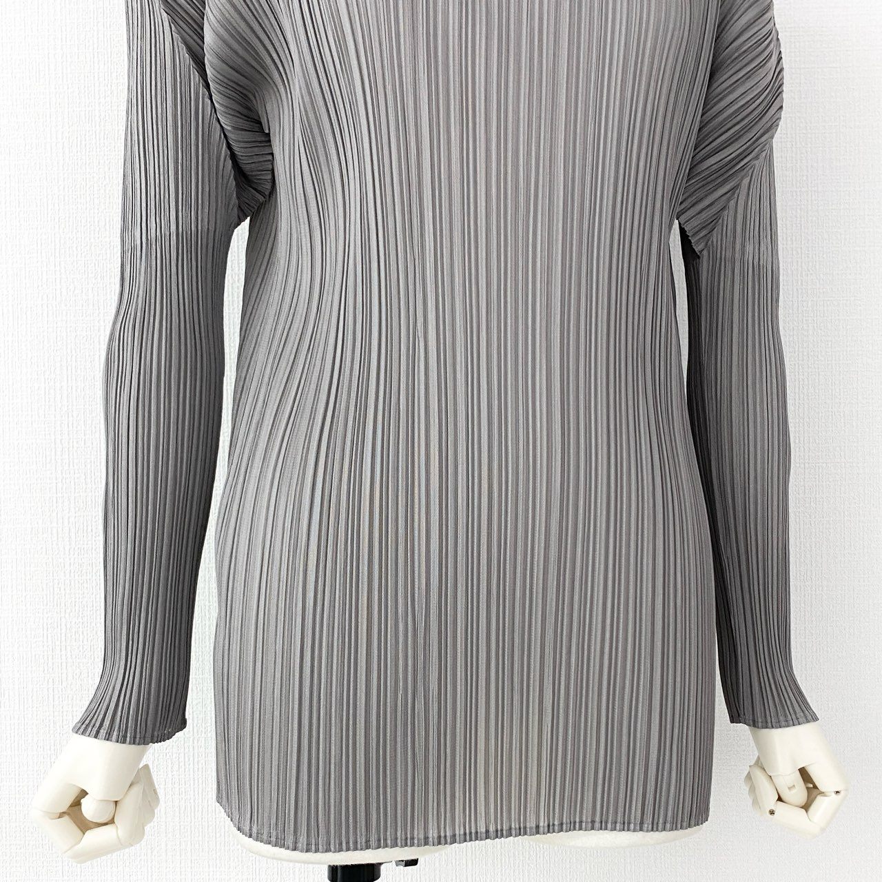 5d11-2 《美品》 PLEATS PLEASE ISSEY MIYAKE プリーツプリーズ イッセイミヤケ 日本製 PP04-JK604 ハイネック 長袖プリーツカットソー ロングスリーブ トップス チュニック 3 グレー MADE IN JAPAN