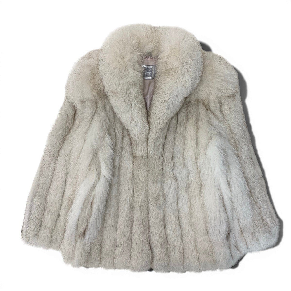 69g14 SAGA FOX サガフォックス 銀サガ ブルーフォックス ファーコート サイズ11 ホワイト 最高級本毛皮 Fox Fur Coatt18r