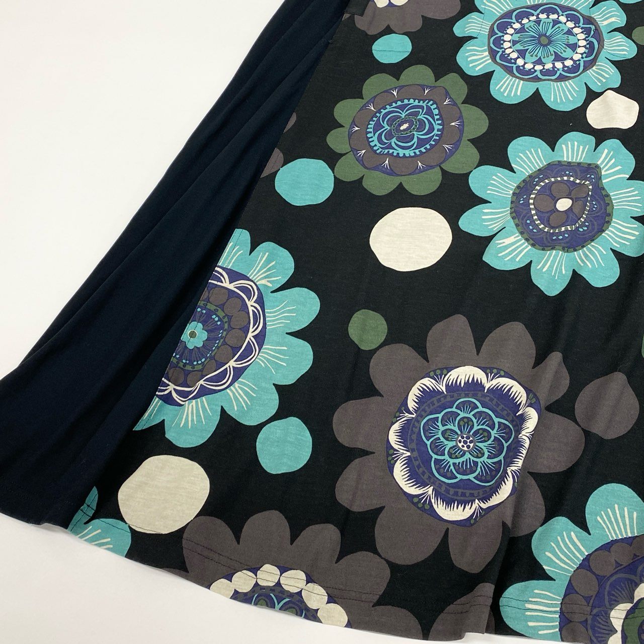 64k19 TOKUKO 1er VOL トクコプルミエヴォル 五分袖 ロングワンピース コットンワンピース 花柄プリント ウエストリボン○ レディース 女性用 9 ブラック 綿100％u02t