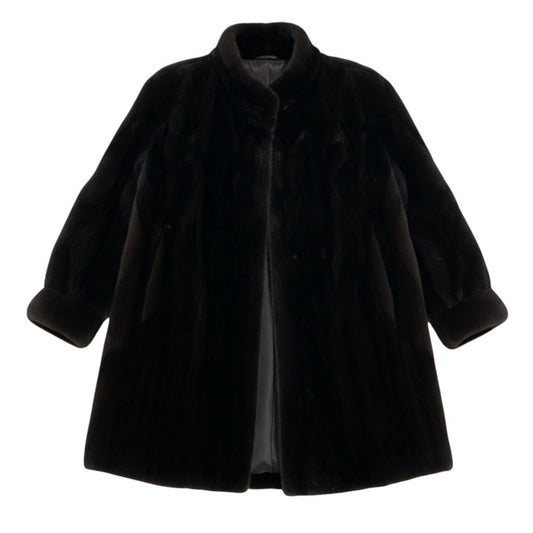 76e14 BLACKGLAMA ブラックグラマ 紋様柄 ダークミンク ロングコート サイズF ダークブラウン 最高級本毛皮 Mink Fur Long Coatt18r