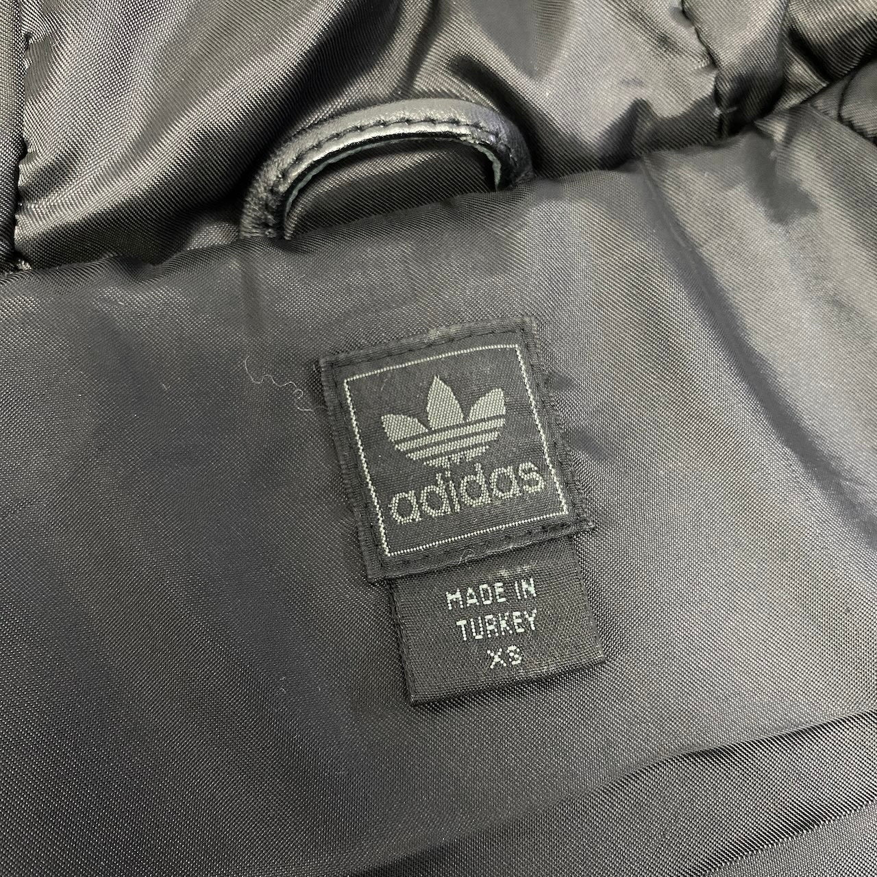 15e11 adidas ジップアップレザーフーディーコート レザーハーフコート アウター XSサイズ ブラック レザー メンズ 男性用k02i