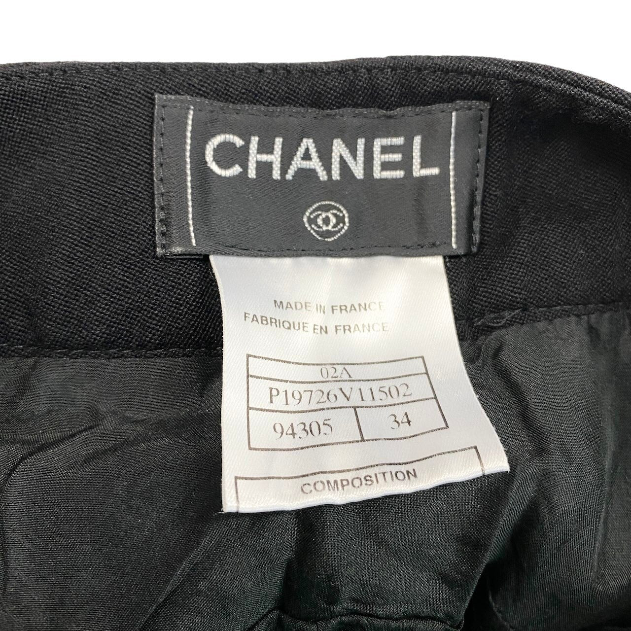 75e18 CHANEL スラックスパンツ ボトムパンツ P19726V11502 34サイズ ブラック ウール100％ レディース 女性用u02t