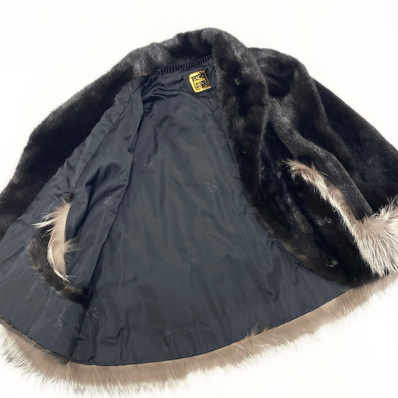 80e13 SAGA MINK サガミンク 金サガ フォックスミックス ミンク ポンチョ ケープ サイズ11 ダークブラウン 最高級本毛皮t18r