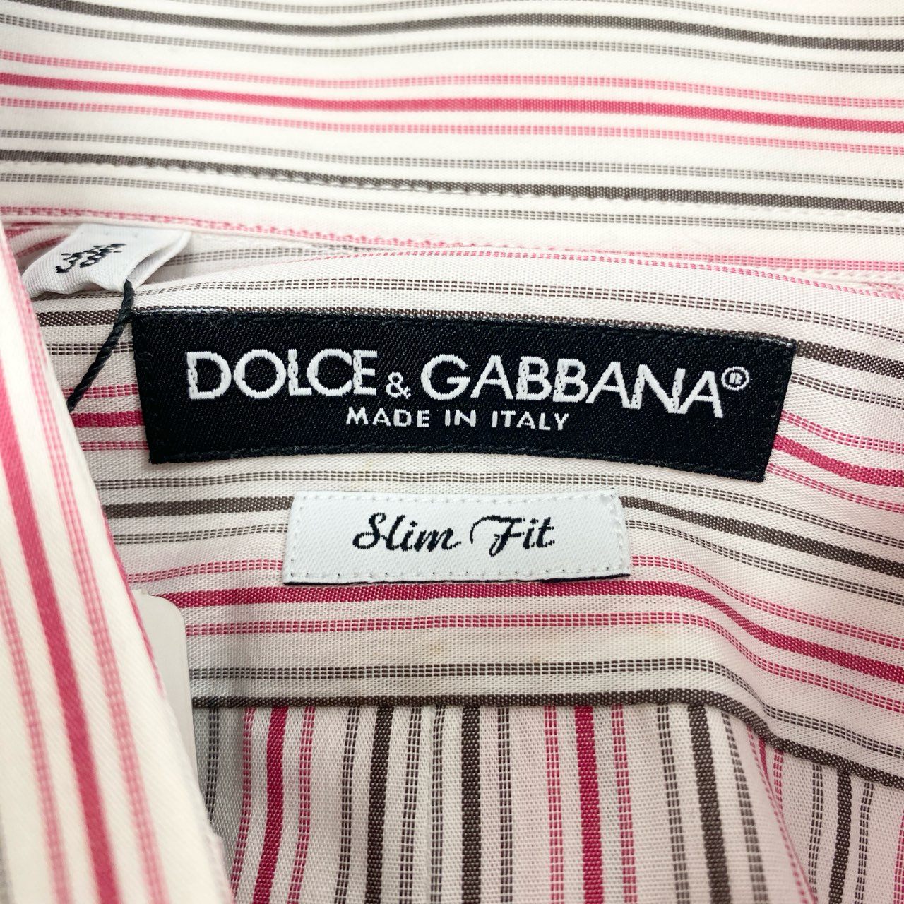 5c2 【未使用タグ付】 DOLCE&GABBANA ドルチェアンドガッパーナ Slim Fit ロングスリーブシャツ ストライプシャツ 伸縮ストレッチ ビジネス メンズ 紳士服 15/38 マルチカラーu02t