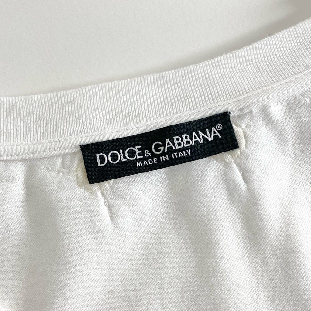 23f8 DOLCE&GABBANA ドルチェ＆ガッバーナ フラワー刺繍 立体装飾レース Tシャツ 半袖カットソー サイズ38 ホワイト レディース