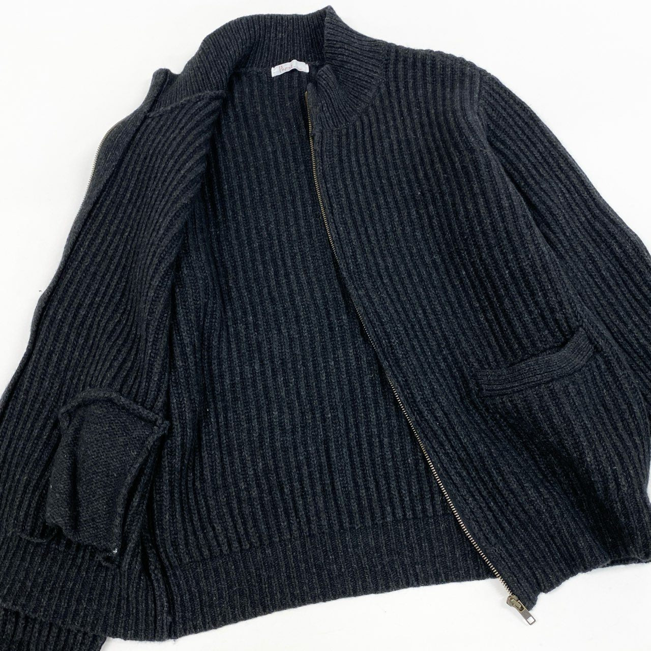 87l20 Papas パパス ニットブルゾン ジャケット カーディガン ミドルゲージ L グレー メンズu02t