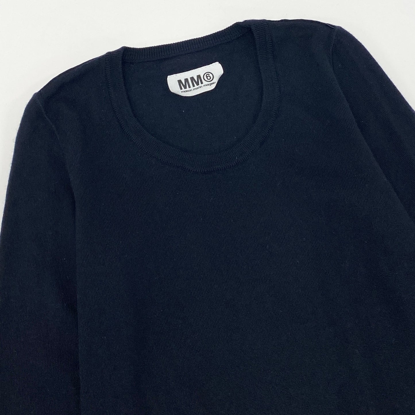 17k9 MM6 Maison Margiela エムエムシックス メゾンマルジェラ バイカラー 長袖ニット ワンピース ドレス イタリア製 Mサイズ ネイビー オレンジ ウール カシミヤ アンゴラ レディースo07t