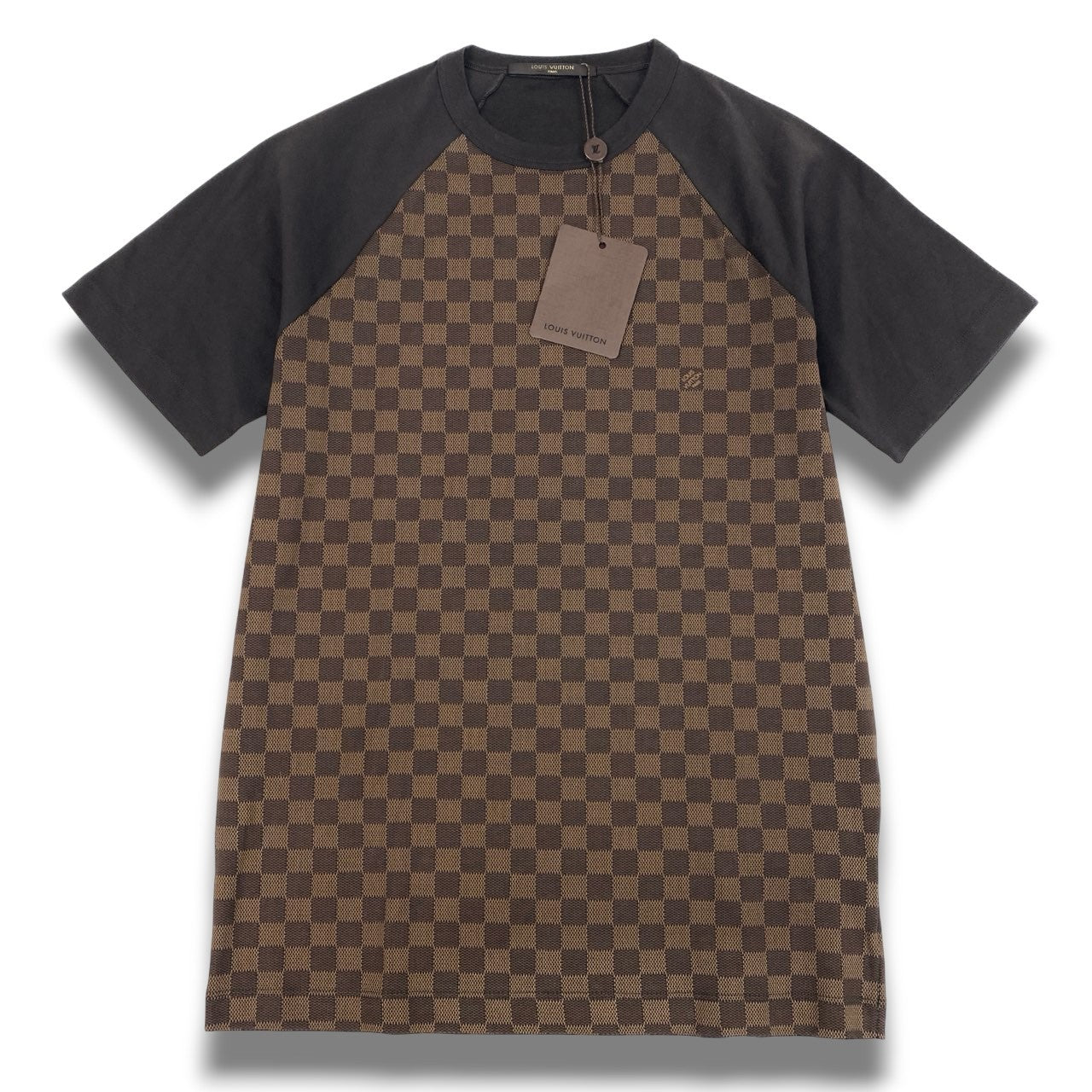 Mc16【未使用】LOUIS VUITTON ルイヴィトン ダミエ Tシャツ 半袖カットソー サイズS ブラウン メンズ トップスta1