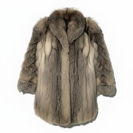 63a24 SAGA FOX サガフォックス 銀サガ シルバーフォックス 極厚 ファーコート サイズ13 最高級本毛皮 Fox Fur Coatt18r