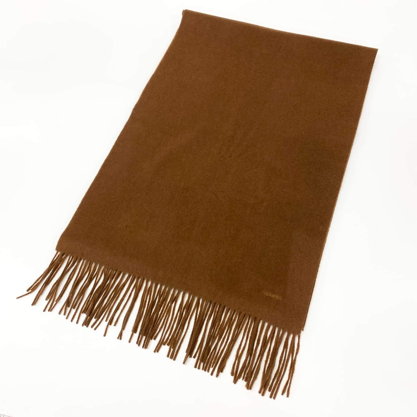 l20 HERMES エルメス ブラウン カシミヤ100 50cm×320cm 超大判 カシミヤマフラー ストール ユニセックス メンズ レディース カシミアk02i