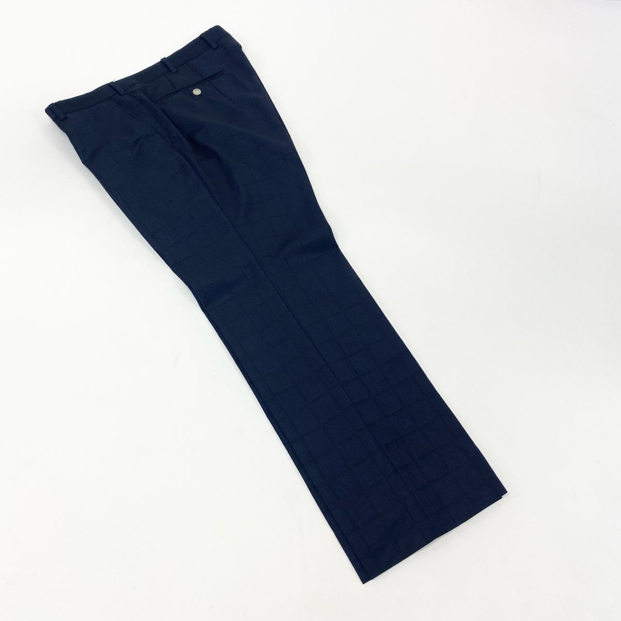 19k27 GINZA Global Style 銀座グローバルスタイル SCABAL スキャバル生地使用○ セットアップスーツ シングル 2B チェック柄 裏地ペイズリー柄  ネイビー ウール100％u02t