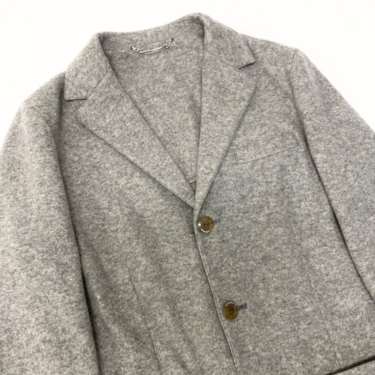 36c10【美品】ENRICO MANDELLI エンリコマンデッリ カシミヤテーラードジャケット ブレザー アウター 50サイズ グレー メンズ 男性用o07t