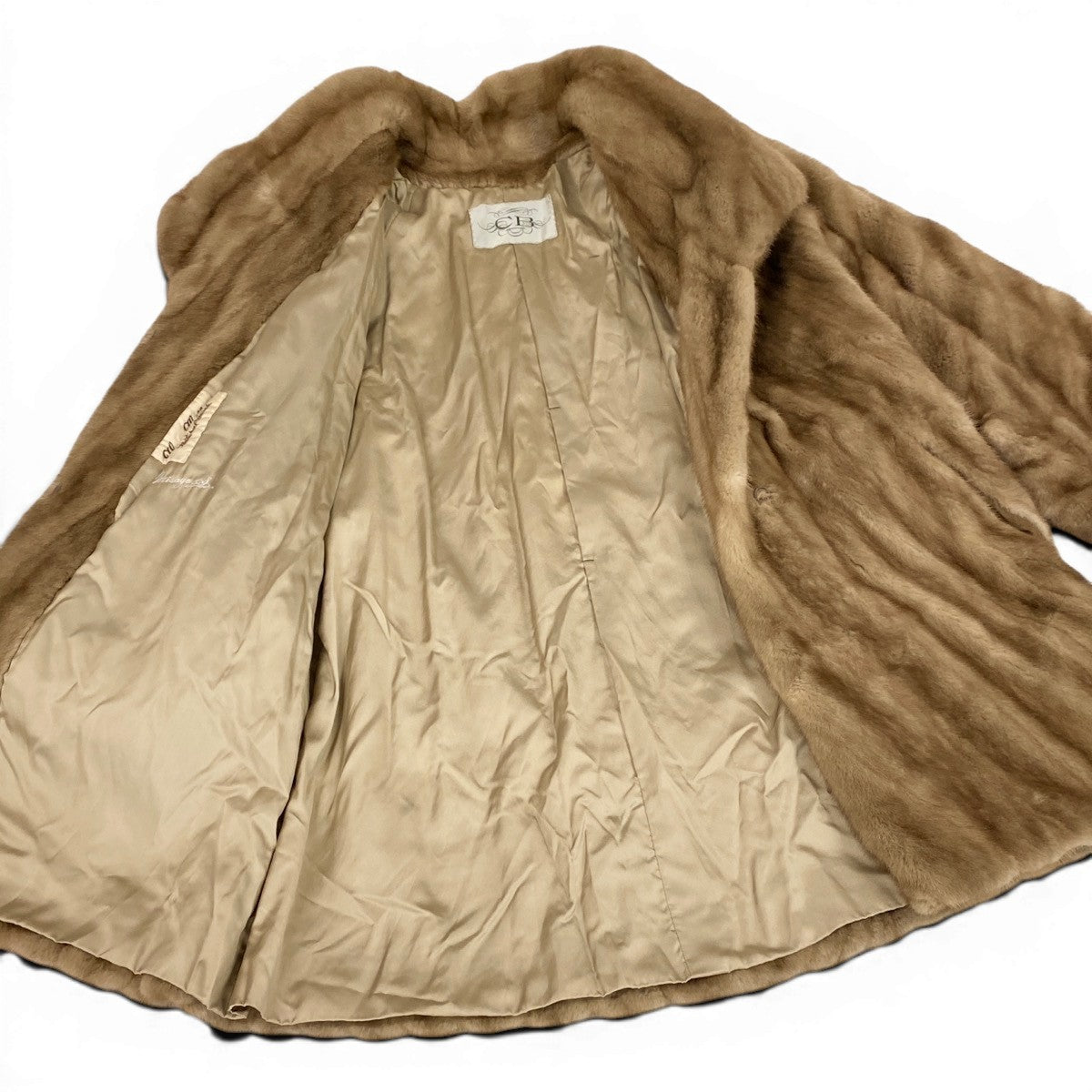 27f3 CB 希少デザイン パステル ナチュラルミンク ロングコート サイズF 茶系 最高級 本毛皮 Mink Fur Long Coatt18r