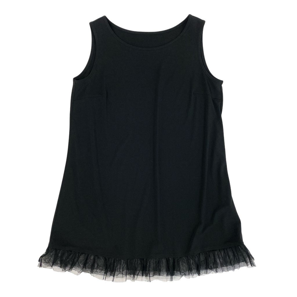 37L22 【美品】TOKUKO 1er VOL トクコプルミエヴォル ノースリーブチュニック チュニックカットソー チュール ストレッチ素材 9サイズ ブラック レディースu02t