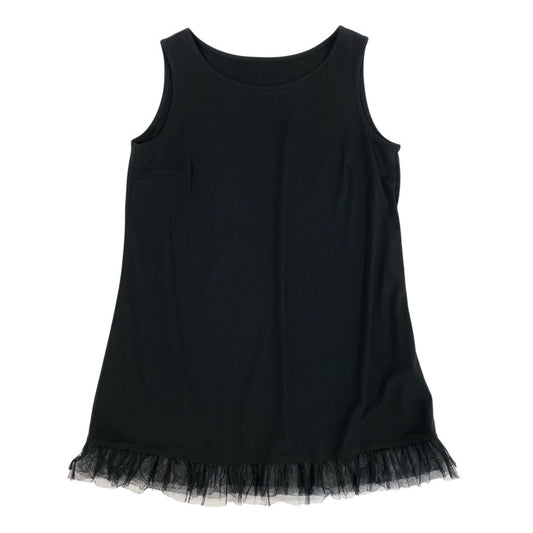 37L22 【美品】TOKUKO 1er VOL トクコプルミエヴォル ノースリーブチュニック チュニックカットソー チュール ストレッチ素材 9サイズ ブラック レディースu02t