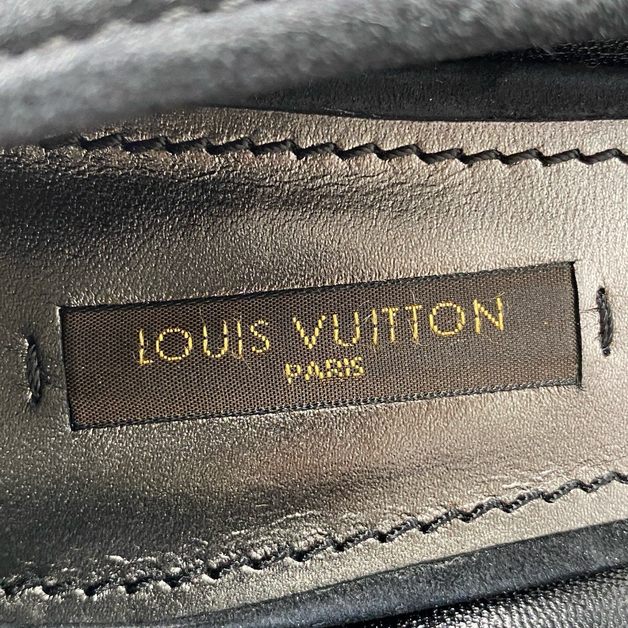 5f21 LOUIS VUITTON ルイヴィトン バタフライ エンブリッシュ オープントゥ パンプス 36 ブラック スウェードレザー サンダル シューズ イタリア製