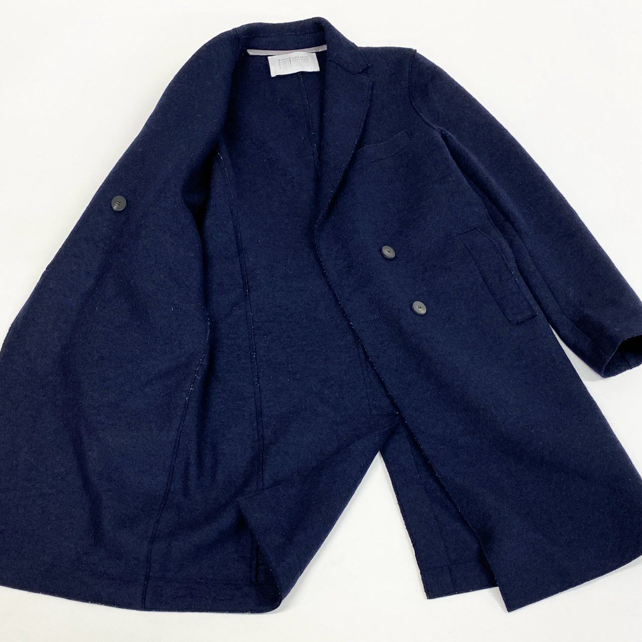 12L15 HARRIS WHARF LONDON ハリスワーフロンドン チェスターコート ロングコート アウター ダブルブレスト 40 ネイビー ウール レディースk02i