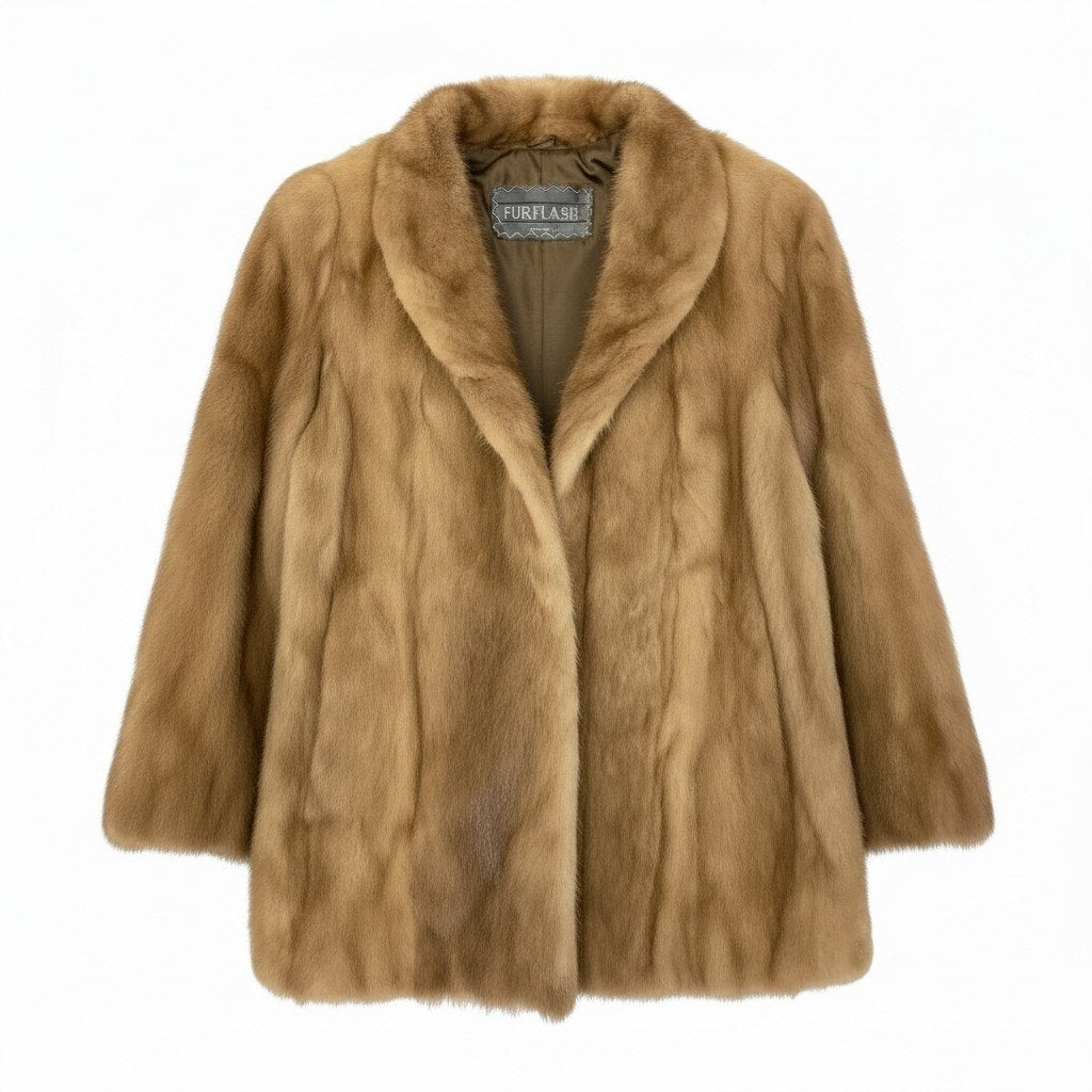 48c18 FUR FLASH パステルミンク ファーコート サイズ11 茶系 本毛皮 Pastel Mink Fur Coat 毛質◎t18r