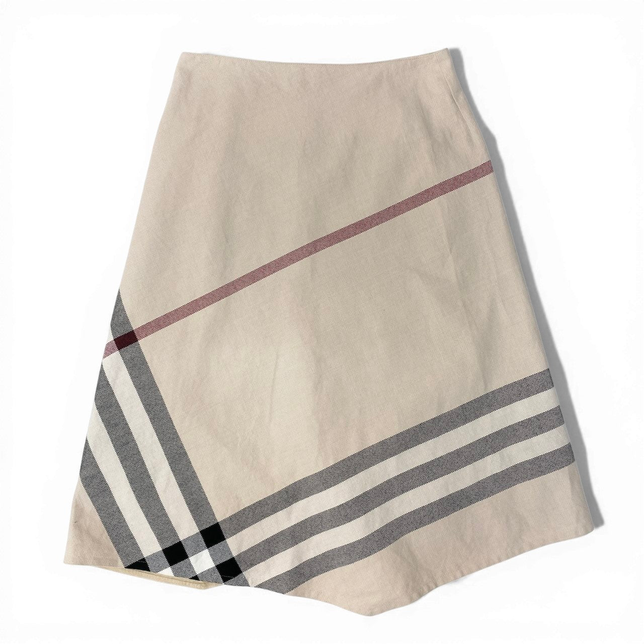 Ic30  BURBERRY LONDON バーバリー ラップスカート 巻きスカート ミモレ丈 チェック柄 サイズ38 ライトベージュ コットン100％ レディース 女性服u02t