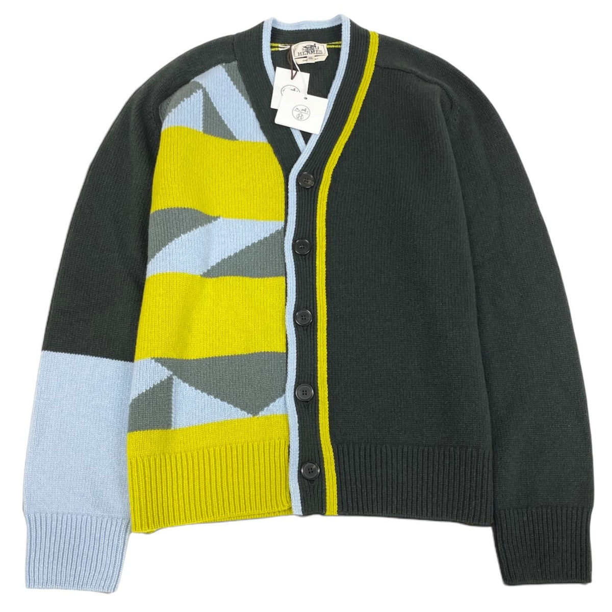 71i15 《未使用品》 HERMES エルメス 22AW タングラム ストライプ カーディガン トップス XXL マルチカラー カシミヤ100 メンズu02t