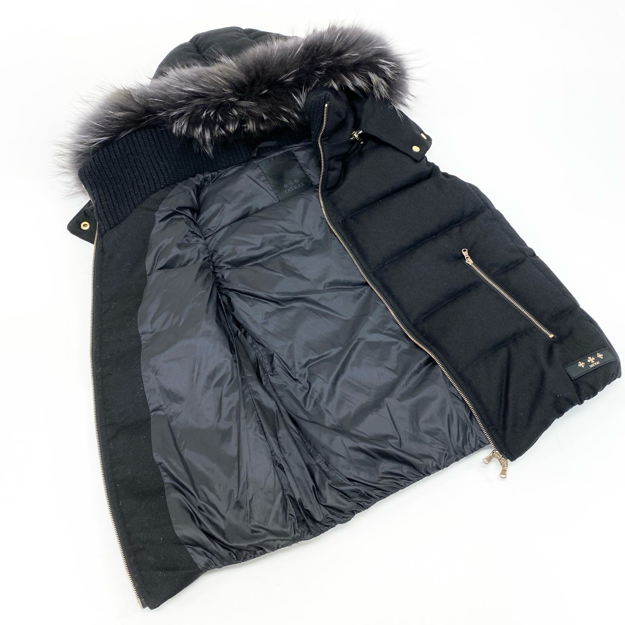 66k11 TATRAS タトラス ルセラ ラクーンファー ダウンベスト LTA19A4572 2 ブラック アウター フード付きt18r