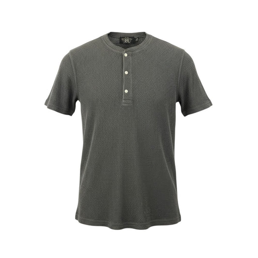 10k11【美品】RRL ダブルアールエル ラルフローレン ヘンリーネック ワッフルTシャツ サーマルカットソー サイズL グレー メンズ 男性用k02i
