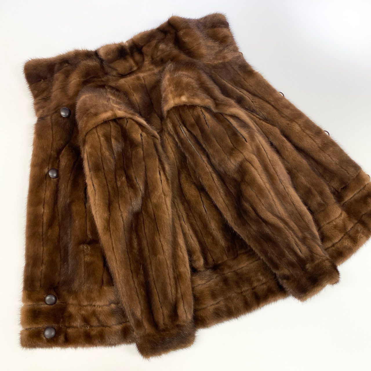 23l1 EMBA エンバ スカンブラウンミンク レアデザイン コート 11号 ブラウン 本毛皮 デミバフ ジャケット MINK FUR リアルファーt18r