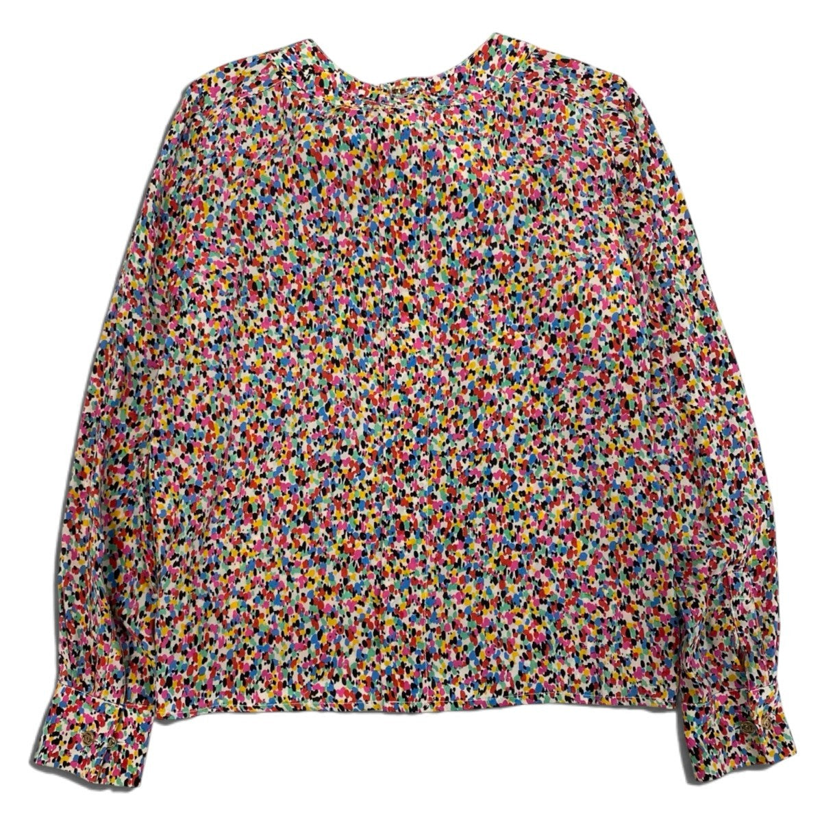 i25 【美品】CHANEL 1991年 ボウタイブラウス シルクブラウス カットソー 34サイズ マルチカラー シルク100％ レディース 女性用u02t