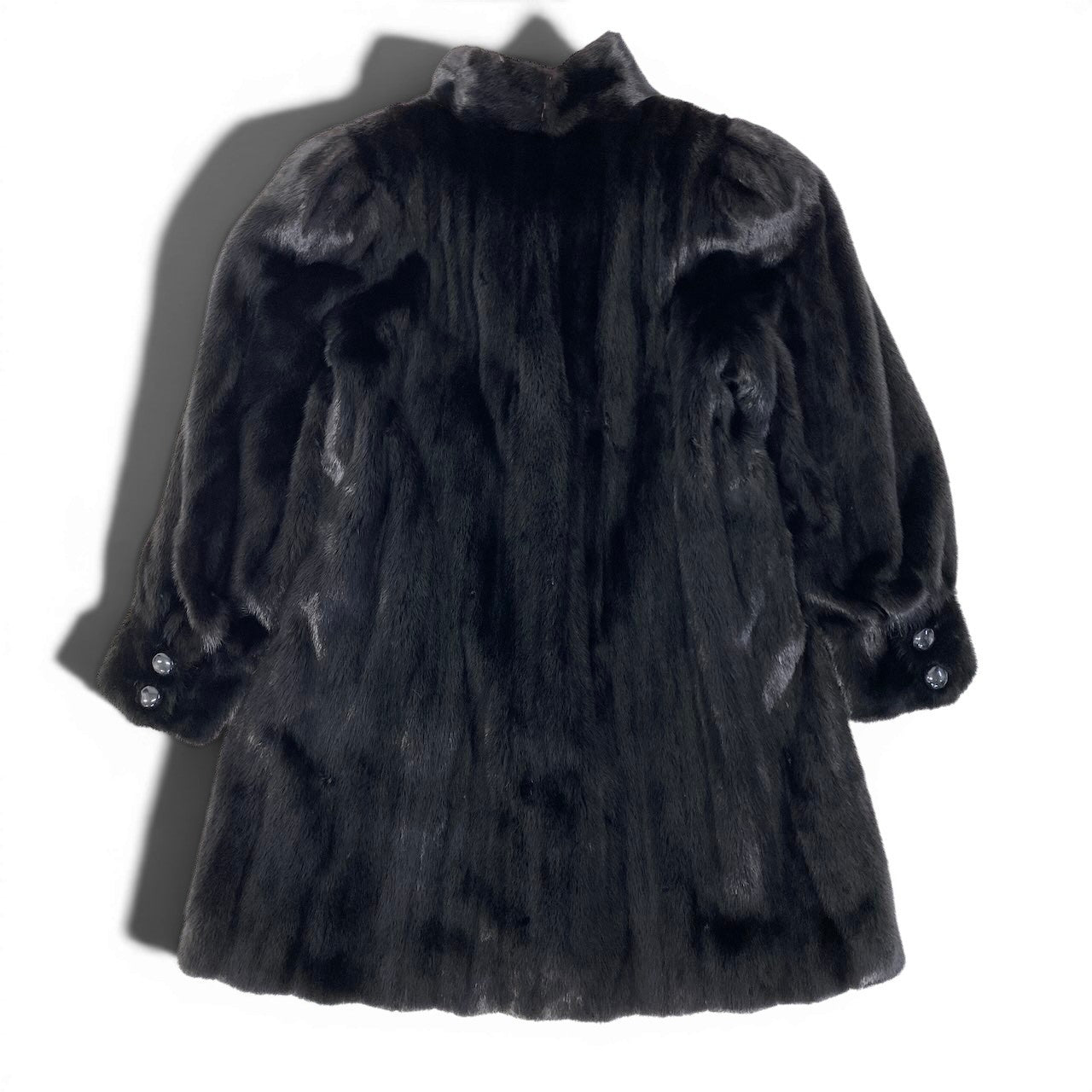 34g1 SAGA MINK サガミンク ダークミンク ロングコート 袖ボタン サイズ11 ブラック 最高級本毛皮 Mink Fur Long Coatt18r