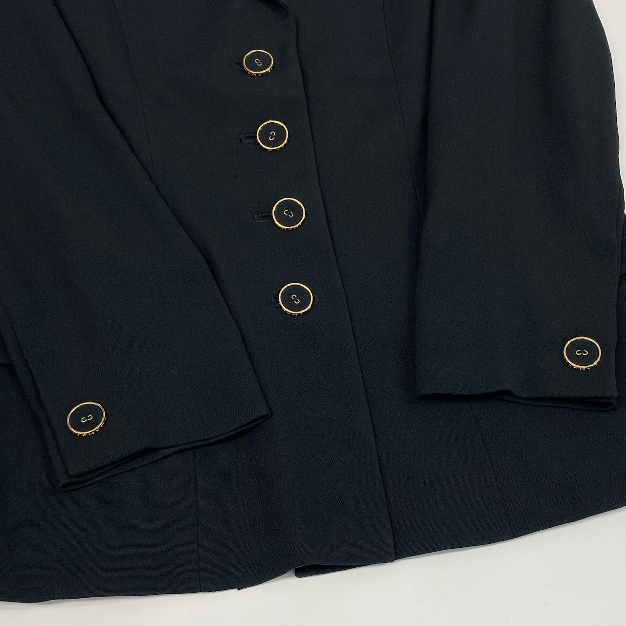 24e14 GIVENCHY ジバンシィ テーラードジャケット ゴールドボタン 羽織 38 ブラック アセテート レーヨン レディースo07t