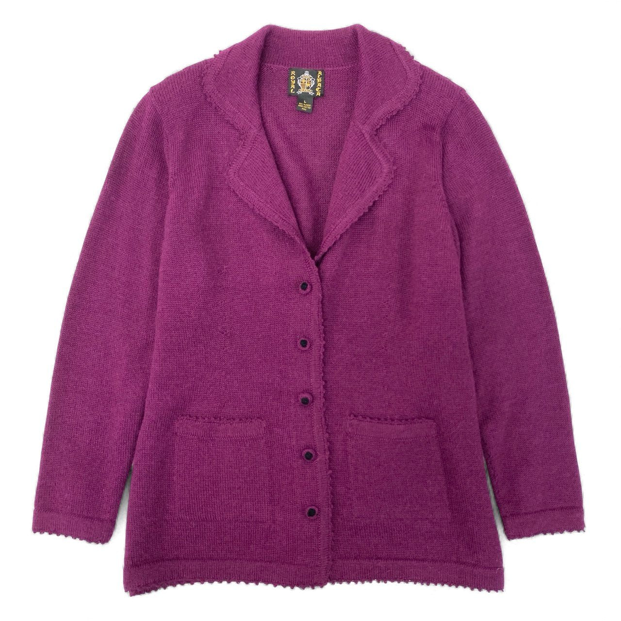 30K18 ROYAL ALPACA ロイヤルアルパカ ニットカーディガン ニットジャケット レディース 女性用 L パープル アルパカ100％u02t