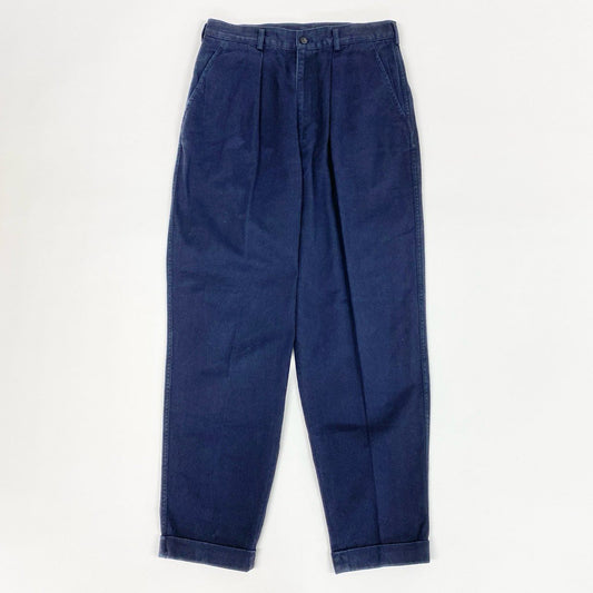 83i29 COMME des GARCONS HOMME PLUS コムデギャルソン オムプリュス タックパンツ コットンパンツ ボトムス パンツ AD1991 日本製 05012M Mサイズ ネイビー メンズo07t