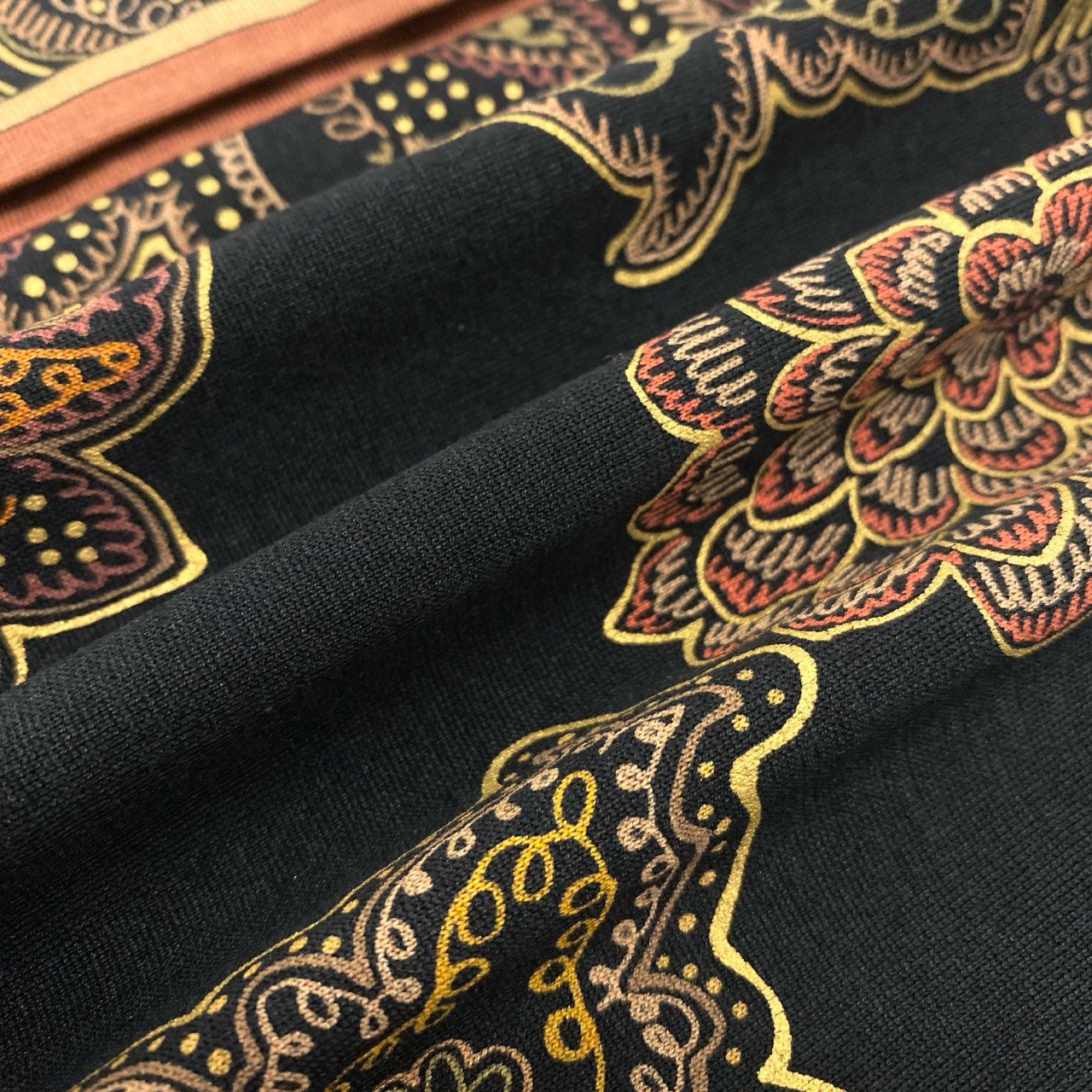 11k21 LEONARD FASHION レオナール ノーカラージャケット カーディガン 花柄プリント ペイズリー柄 ロングスリーブ レディース 女性用 M ブラック ウールシルクu02t