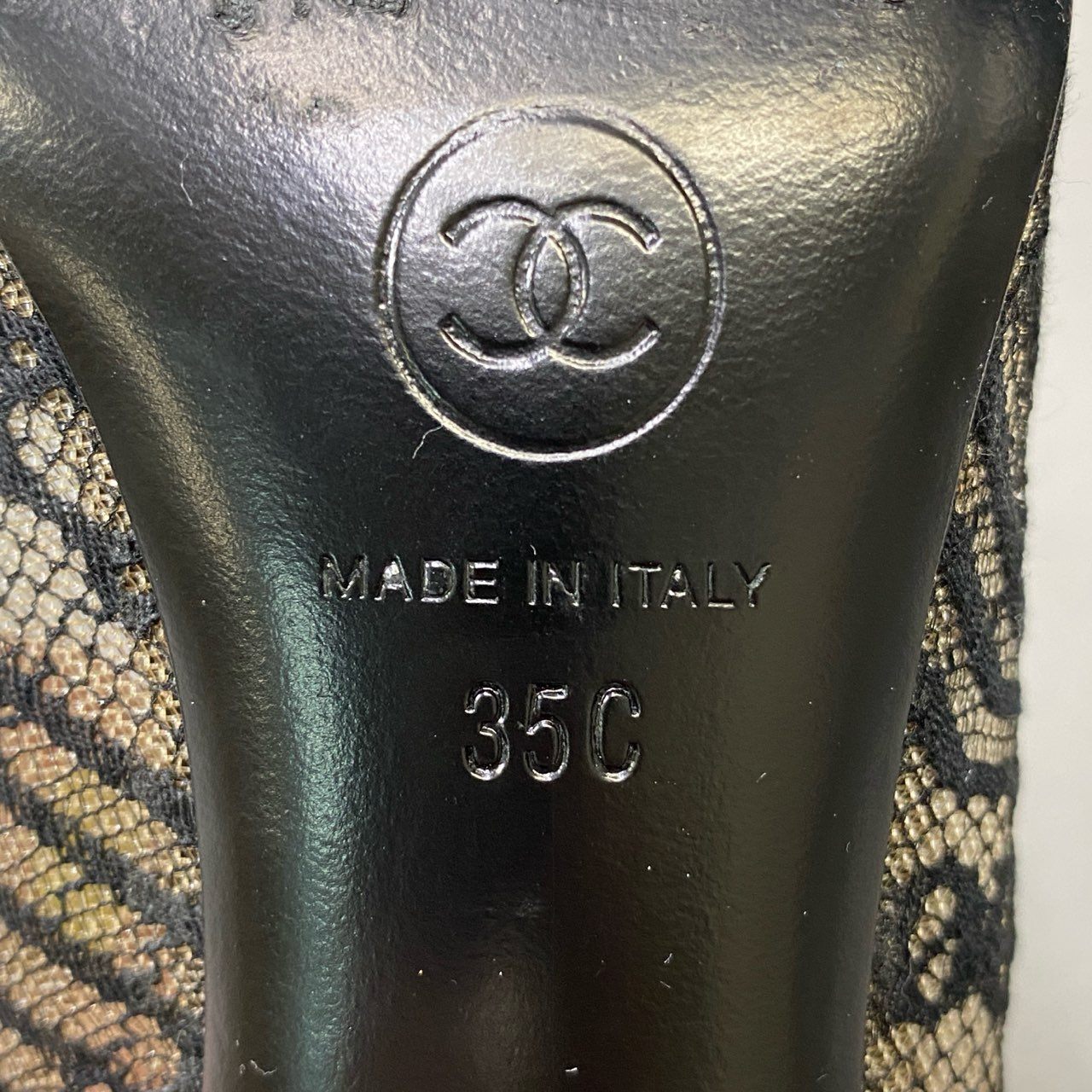 4j3 CHANEL シャネル パール装飾ヒール レースパンプス 35 ブラック ココマーク シューズ 保存袋有t18r