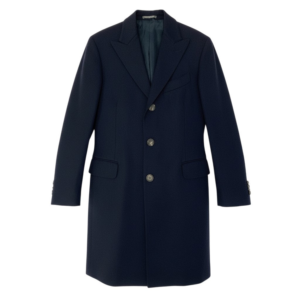 86a16 【美品】 Salvatore Ferragamo サルヴァトーレフェラガモ チェスターコート ロングコート メンズ 紳士服 8REG/50 ネイビーo07t